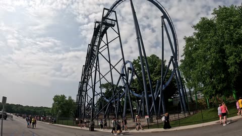 Off Ride Footage of BATMAN: THE RIDE at Six Flags Over Georgia, Atlanta, USA