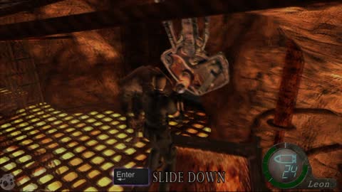 Resident Evil 4 Defeating the duo of giants with the Handcannon.