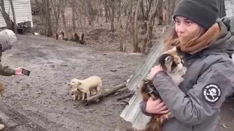 Russians Feed Dogs Left Behind In Ukraine