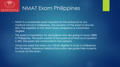 Marianas Medical Education NMAT exam philippines