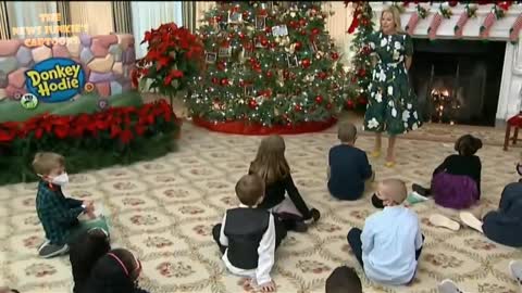 Maskless Jill Biden Forced Military Kids To Wear Masks At Her Christmas Event