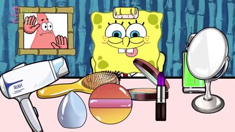 SPONGEBOB & PATRICK MAKEUP FOOD MUKBANG _ MUKBANG ANIMATION _ SLIME CAT