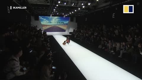 Adorable runway fall at kids fashion show in C