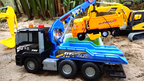 Excavator Truck, Forklift Car Toys Activity with Block Toy