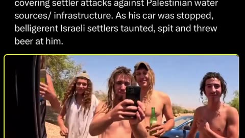 During a stop, aggressive Israeli settlers taunted him, spat on him