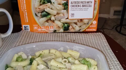 Eating Lean Cuisine Alfredo Pasta With Chicken & Broccoli, Dbn, MI, 4/4/24