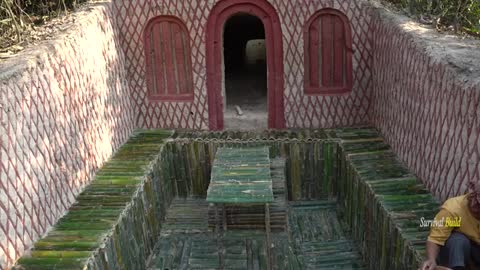 Girl Building The Most Beautiful Bamboo Swimming Pool Underground