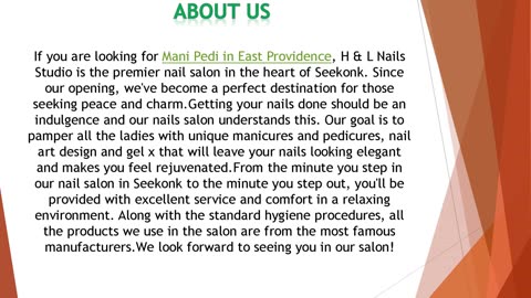 If you are looking for Mani Pedi in East Providence