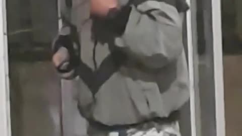 Nsfw guy walks by and sees guy in military gear on phone cussing