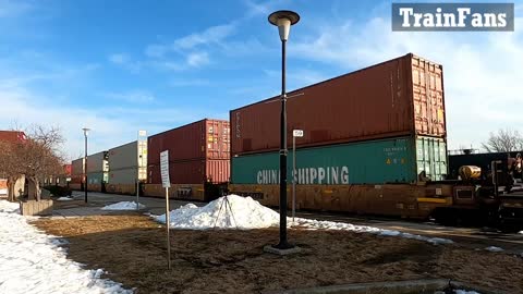 CN 3091 & GECX 2037 Engines Manifest Train Eastbound In Ontario Feb 21 2022