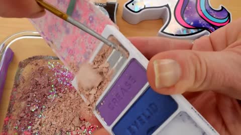 Unicorn - Mixing Makeup Eyeshadow Into Slime! Special Series 144 Satisfying Slim