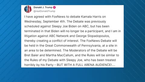 Former President Donald Trump agrees to debate with Vice President Kamala Harris