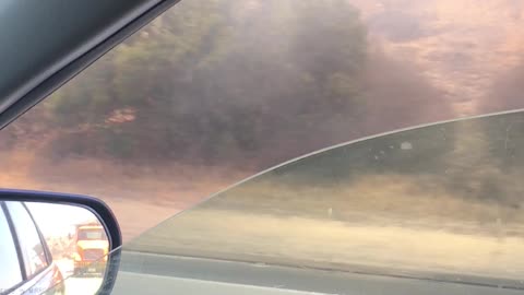 Truck Engulfed In Flames on California Highway