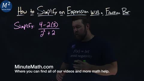 How to Simplify an Expression with a Fraction Bar | (4-2(3))/(2^2+2) | Part 2 of 4 | Minute Math