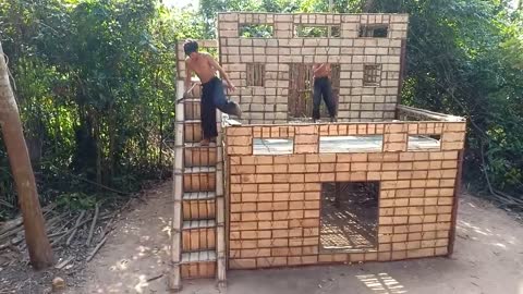 Building The Most Luxury Ancient Villa House Using Wooden Brick