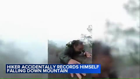 Hiker accidentally records himself falling down mountain