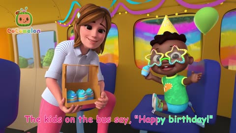 Wheels on the Birthday Bus Song! CCoComelon Nursery Rhymes & Kids Songs