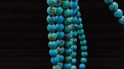 Natural turquoise free-shape round 10mm full strand blue Turquoise Beaded Choker Elegant