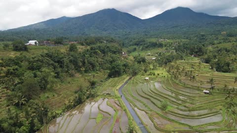 Indonesia Beach Mountains Bali Fields