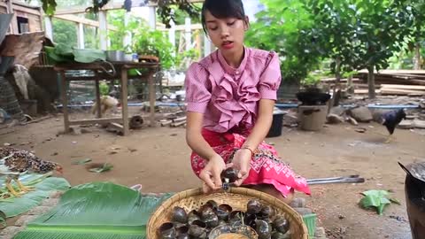 Yummy cooking snail recipe _ Cooking skills _ Khmer Survival Skills