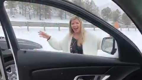 Mom Hilariously Busts Out Dance Moves On Highway While Stuck In Storm