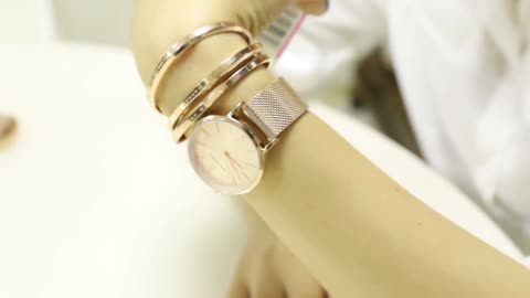 Pink gold complete 1 set japan watch bracelet quartz creative design.