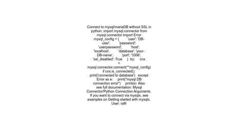 A way to disable SSL using python MySQLdb connector
