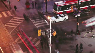 A Very Busy Intersection In A Time Lapse Video.