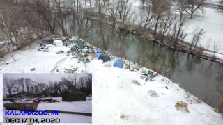 Homeless Camps Growing in Michigan- Kalamazoo and Grand Rapids Aerial Views