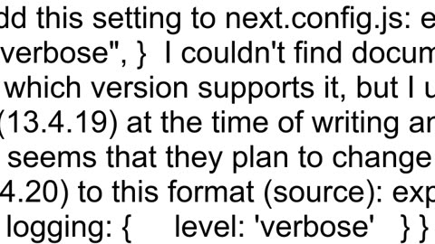 How to turn on NextJS FETCH debugging in console It was available in Next 1344 and is gone in Next