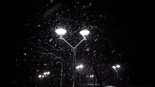 Falling snow.