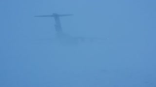 C-17 Globemaster taking off from CFS Alert Nunavut.