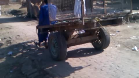 Boys visiting on a cart