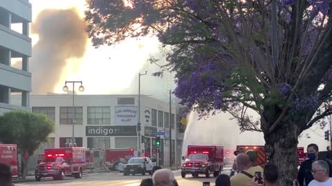 Los Angeles Firefighters Escaping Explosion