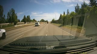 Truck Hood Hits Windshield and Grill Goes Flying