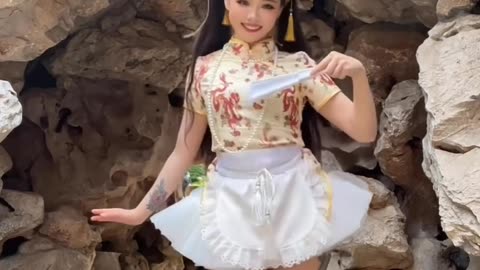 Cute geisha dancer