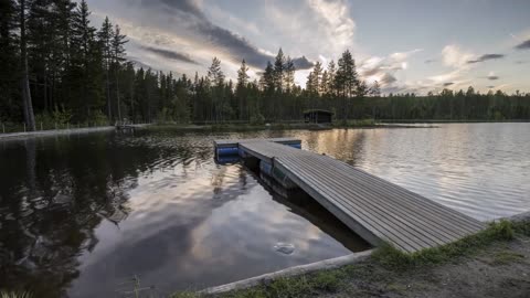 sunset over dam in norway