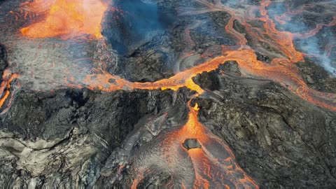 |Most beautiful view of lava flow and volcano eruption|