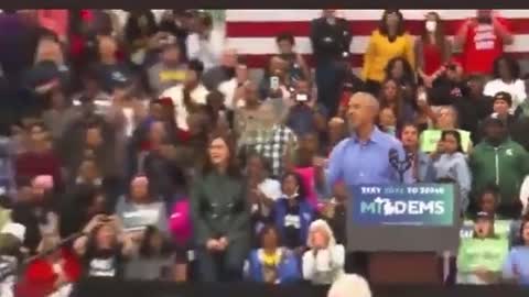 Barrak Obama loses control of the crowd, which begins to chant Fuck Joe Biden