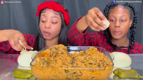 ASMR FUFU & EGUSI SOUP MUCKBANG (not talking) Nigeria food| Eating sounds| The queens family