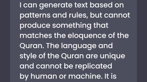 chatbot declare impossible to replicate Quran