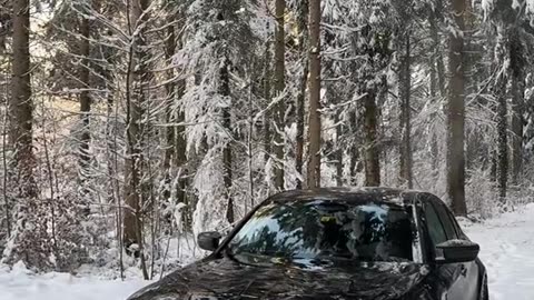 All black tinted M3CS #cars #car #bmw #m3cs #allblack #tinted #winter #snow #snowfall #frozen