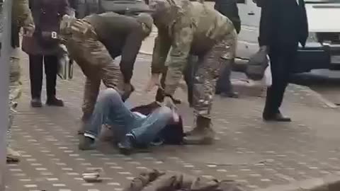 Ukrainian Civilian Tries to Resist Violent AFU Recruitment Officers (February 2023)