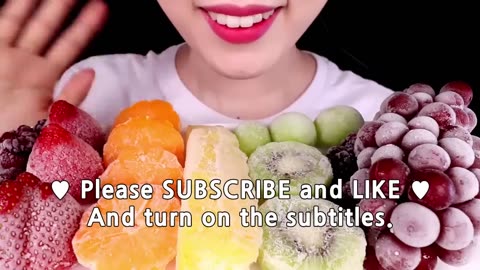 ASMR FROZEN FRUITS STRAWBERRY, GRAPE, KIWI, PINEAPPLE, BLACKBERRY etc. EATING SOUNDS MUKBANG