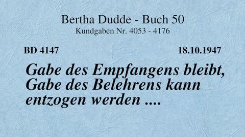 BD 4147 - GABE DES EMPFANGENS BLEIBT, GABE DES BELEHRENS KANN ENTZOGEN WERDEN ....