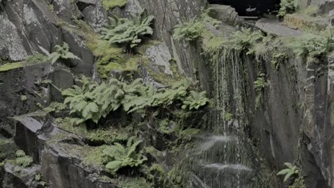 Hidden waterfall at the slate mines