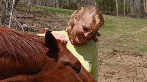 Grand mother eats to horse 🐎 food