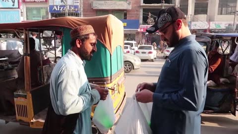 Distributed food among poor people