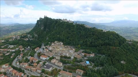 aerial view of republic of san marino guaita tower italy europe