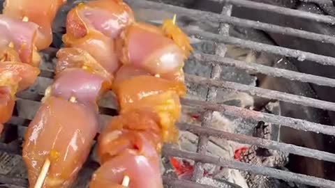 Teriyaki chicken skewers